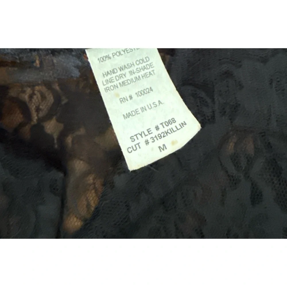 Vintage Rue Twenty One OPTIONS Sheer Black Lace Corset Eye Hook Blouse M Y2K 90s